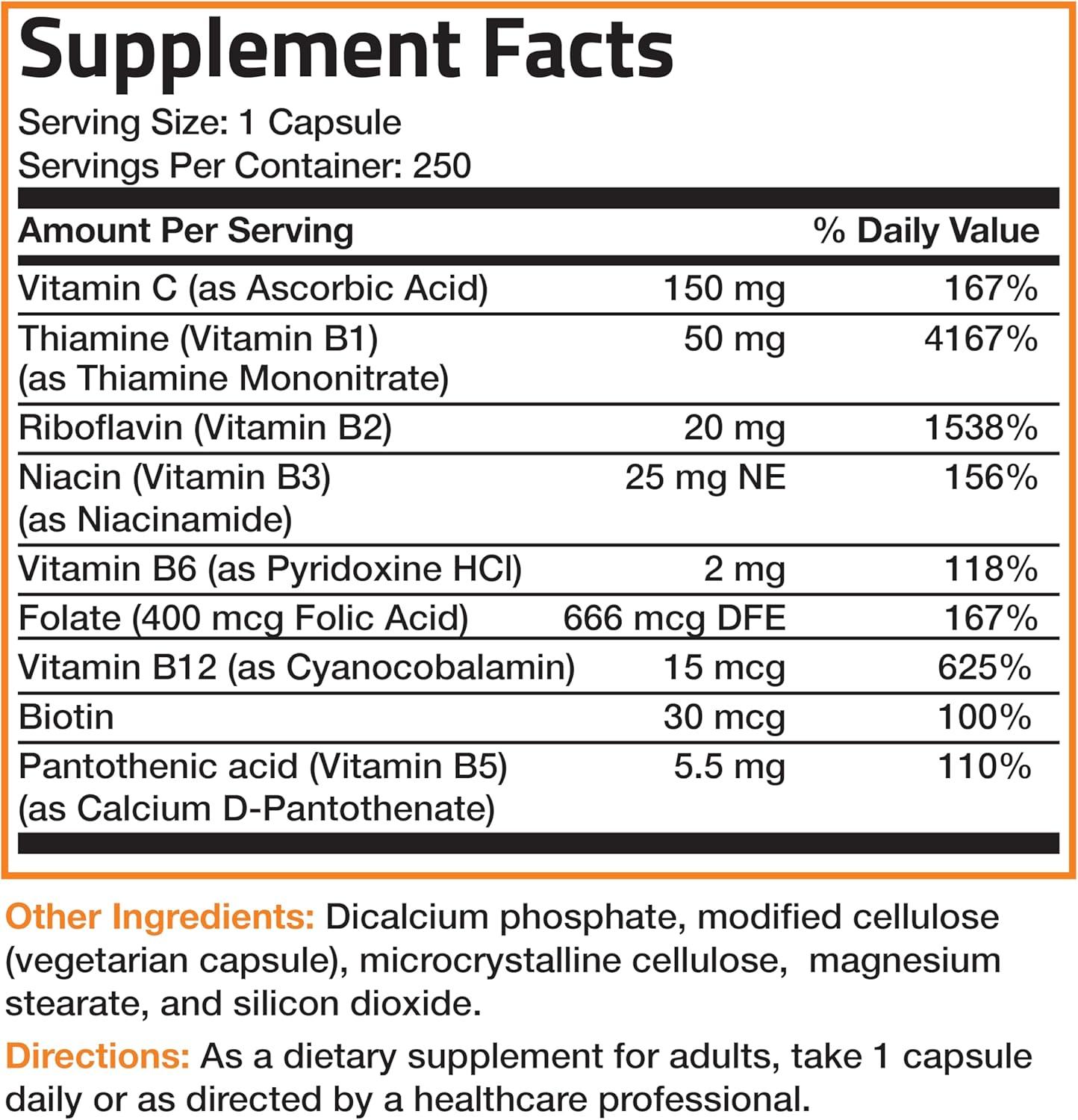 Bronson 250 Count Vitamin B Complex with Vitamin C Capsules