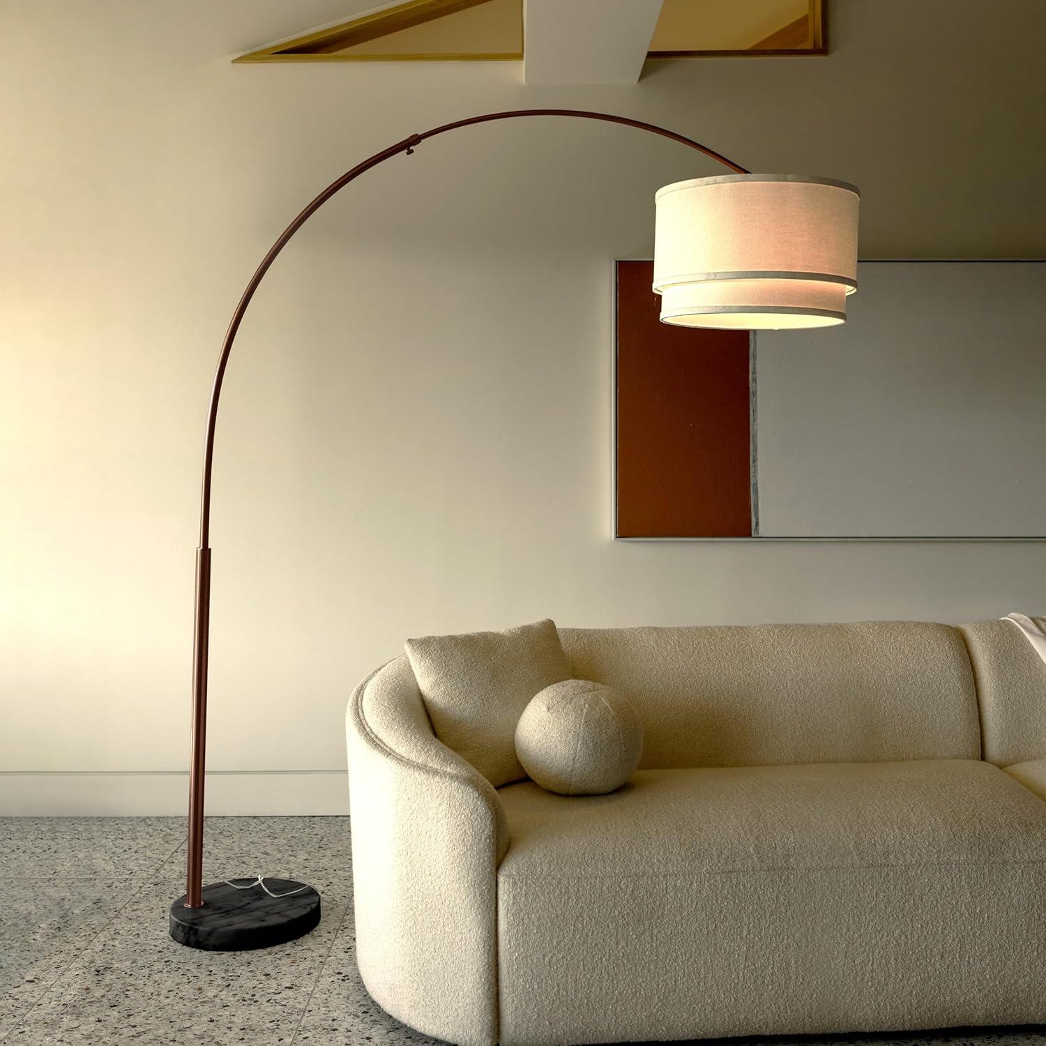 Mason Adjustable Arc Floor Lamp with Bronze Drum Shade