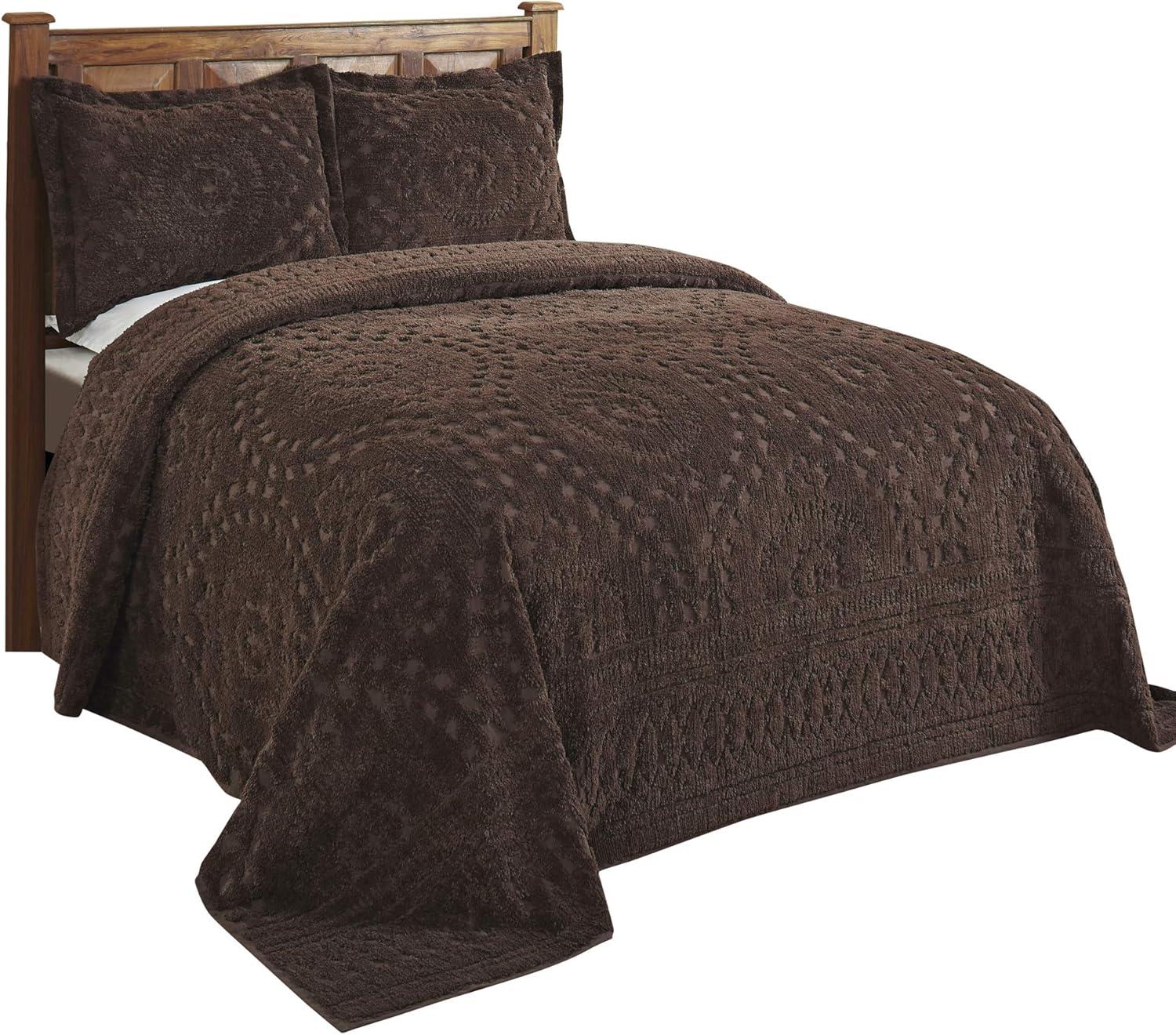 Better Trends 96" x 110" Bedspread For Full/Double Size Bed 100% Cotton Soft & Breathable Bedding Luxurious Medallion Design, Machine Washable (Chocolate) Rio Collection