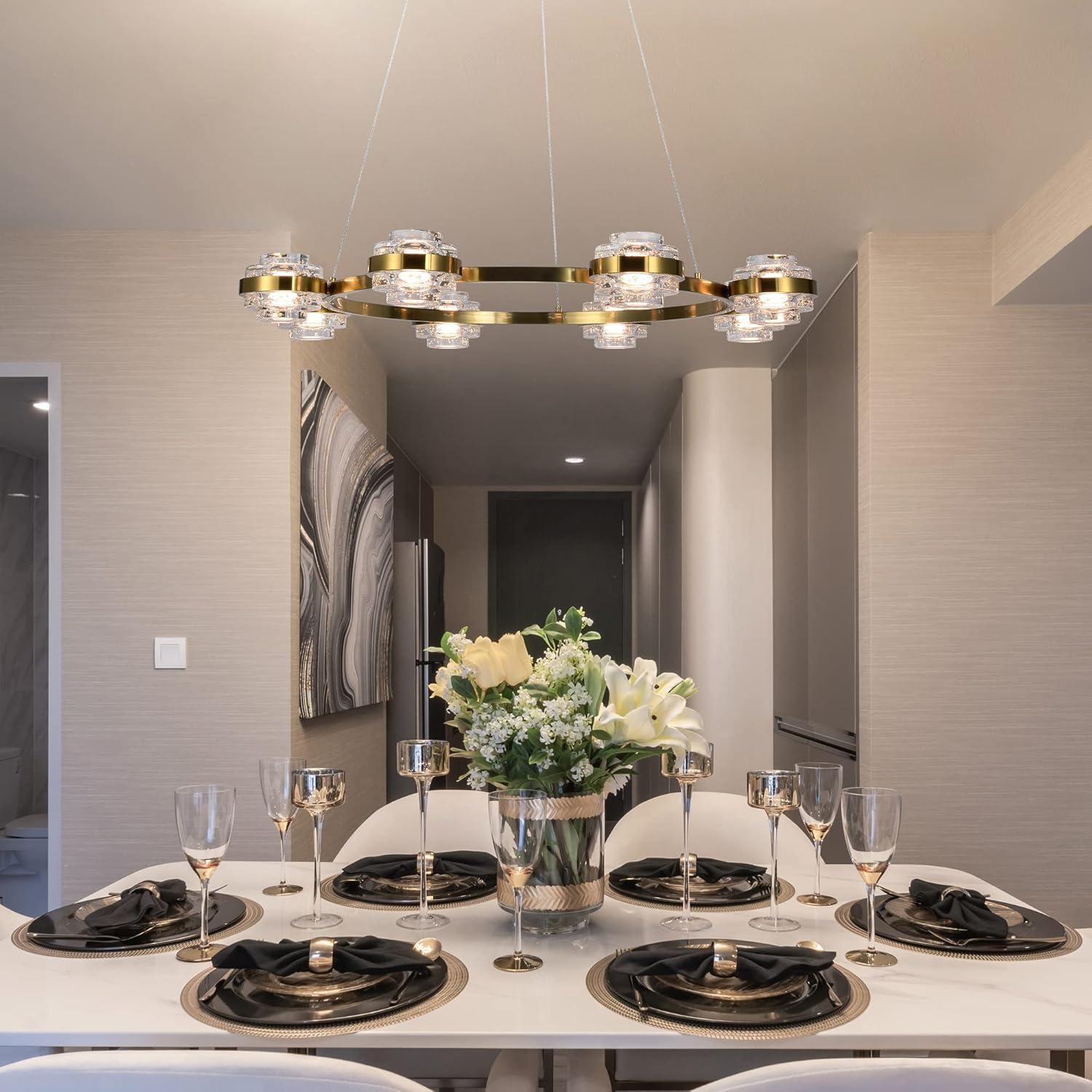Milano 33-In Ring 8-Light Height Adjustable ETL Certified Integrated LED Circular Chandelier