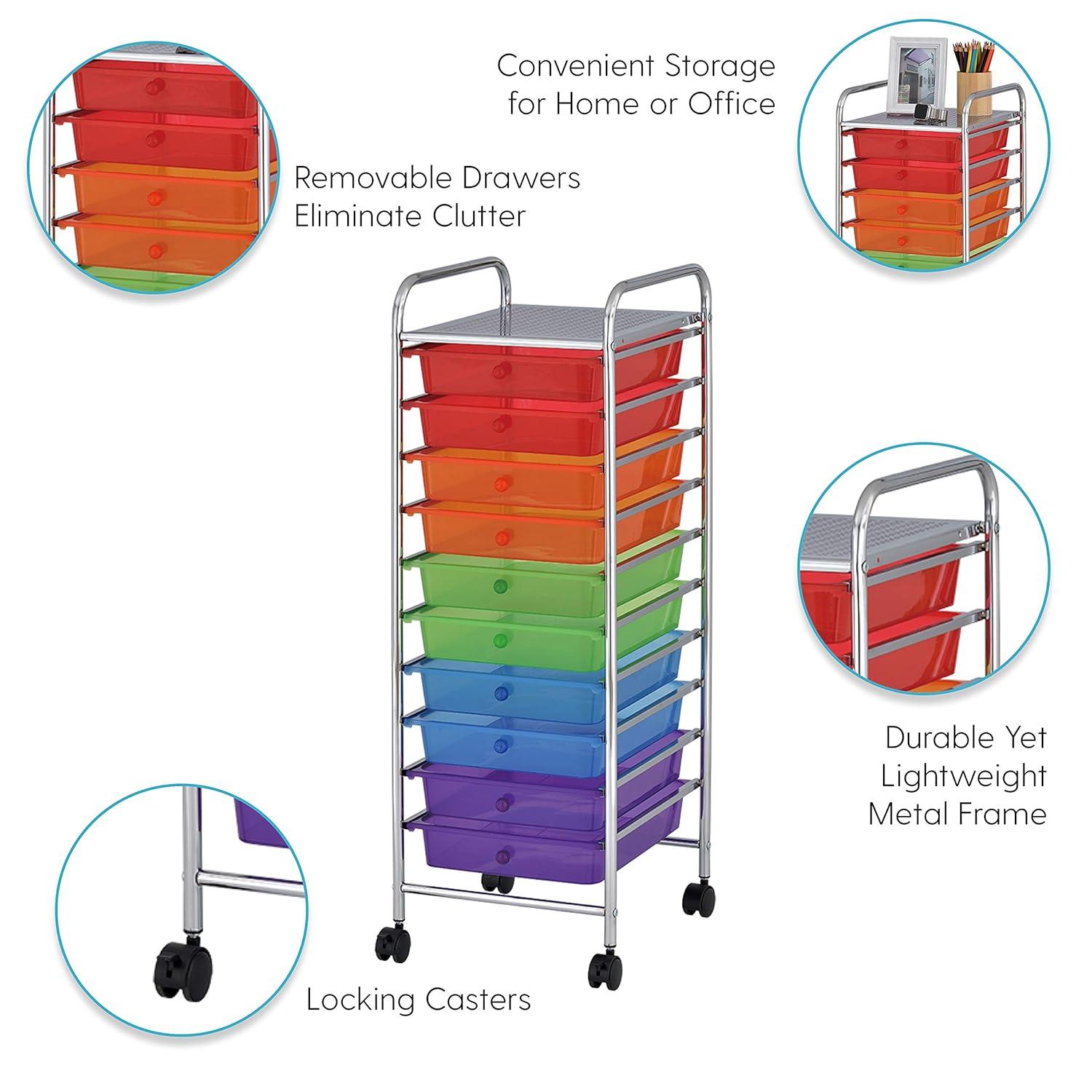 ECR4Kids 10-Drawer Mobile Organizer, Assorted