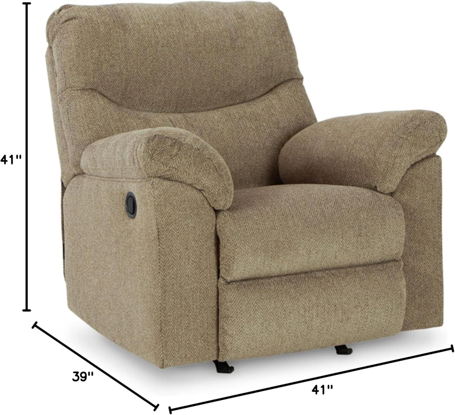 Briar Light Brown Polyester Rocker Recliner with Metal Frame