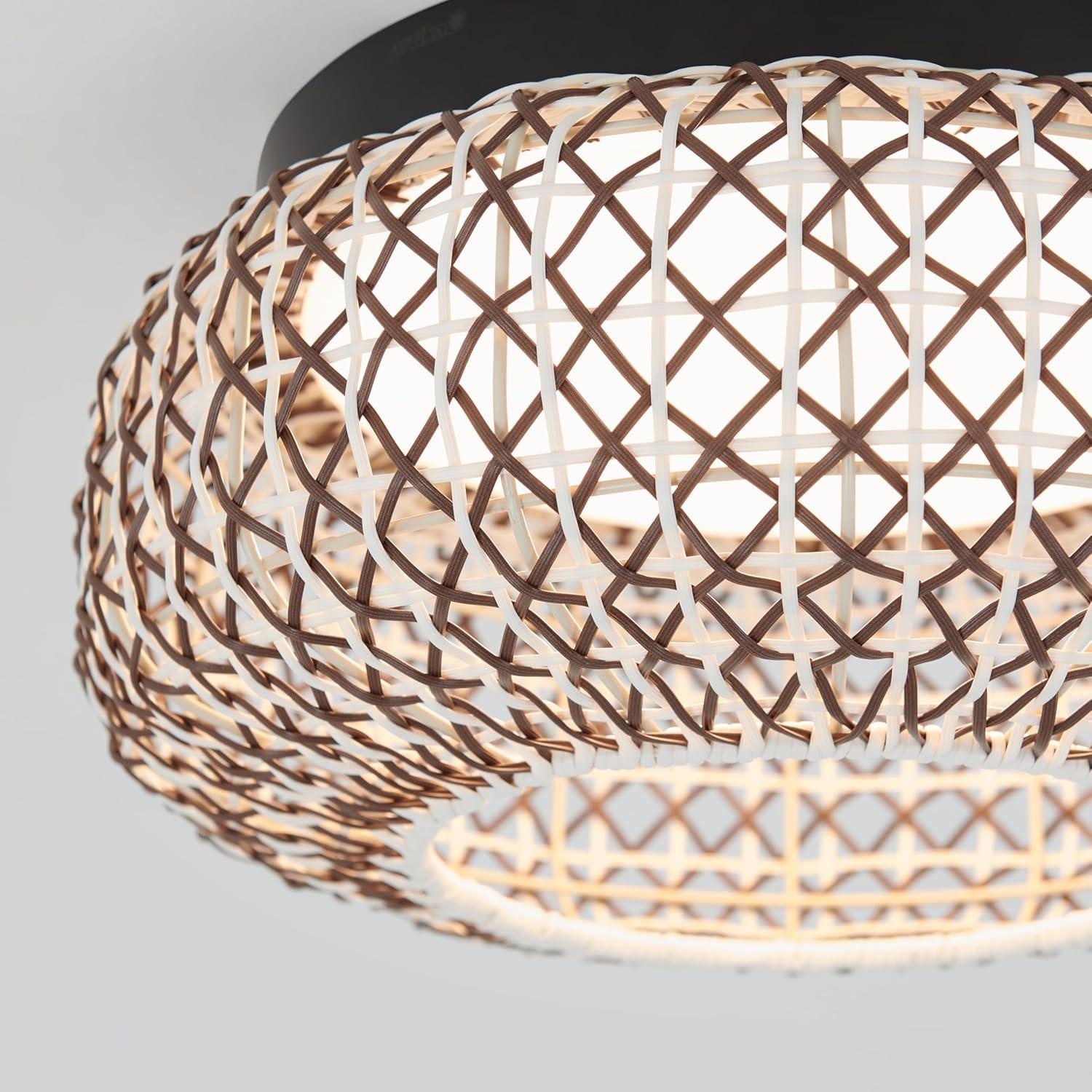 Artika Benson LED Integrated Exotic Pendant Light, Black and Rattan