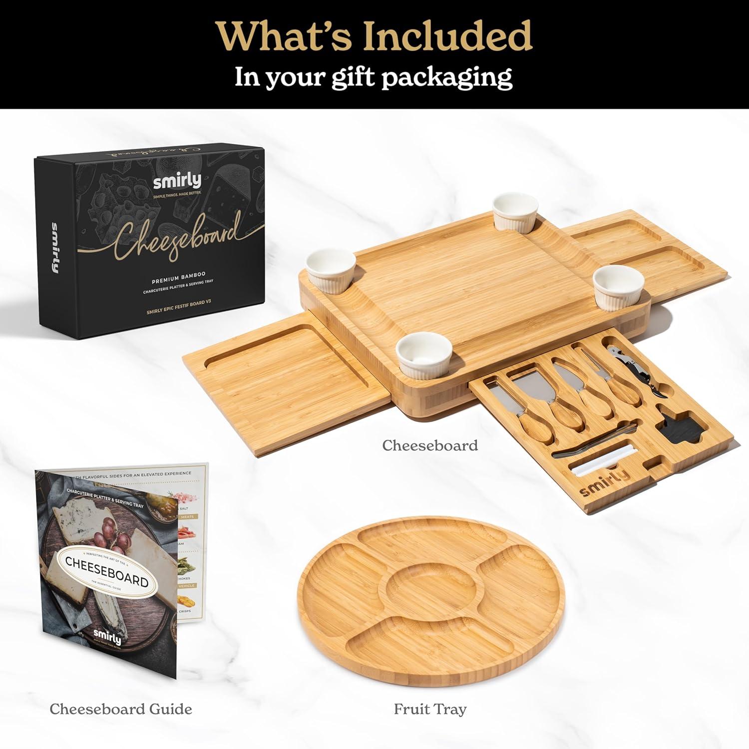 Large Bamboo Charcuterie and Cheese Board Set with Accessories