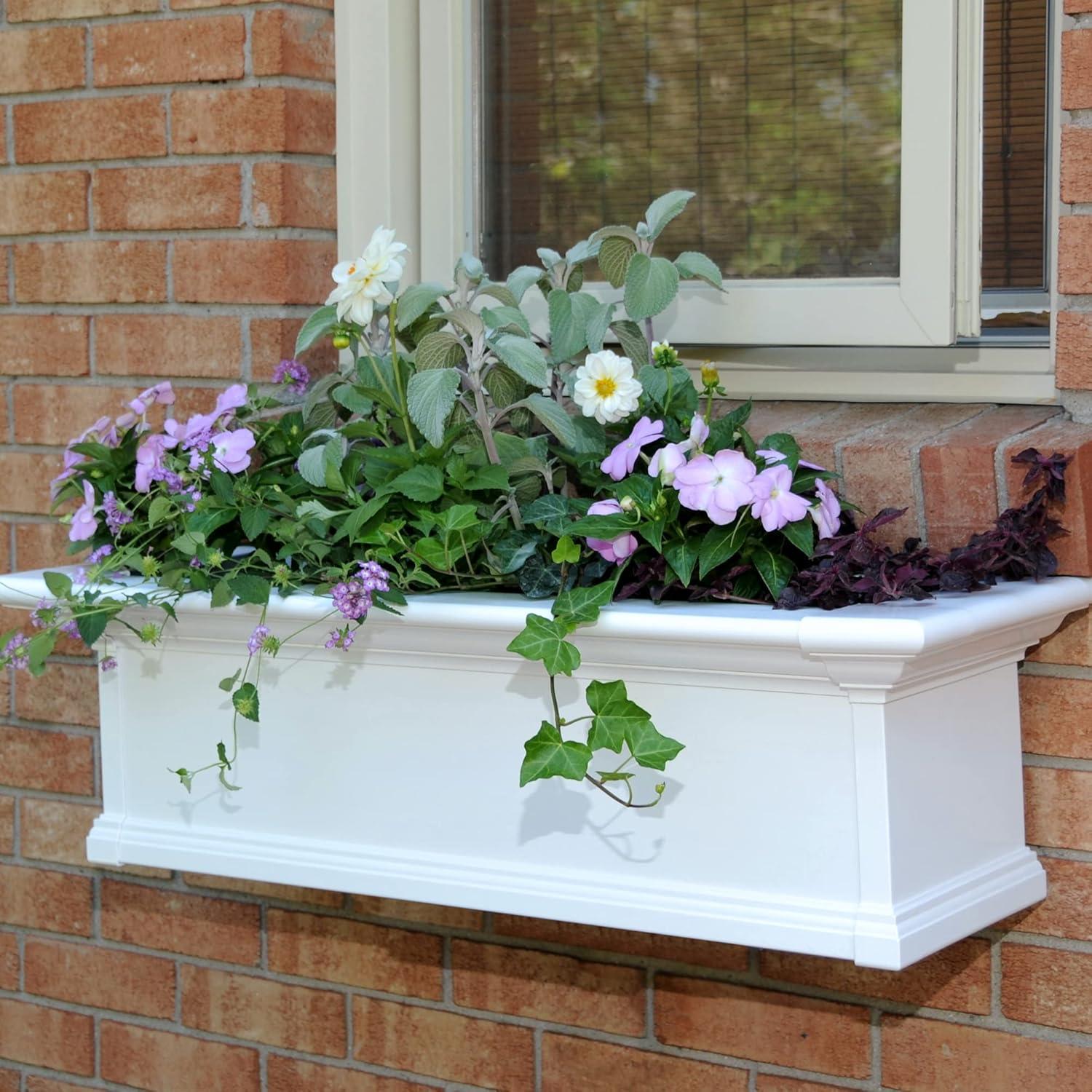 Mayne Yorkshire 3ft Window Box - Customizable - Vinyl Planter Box - White (4823-W)