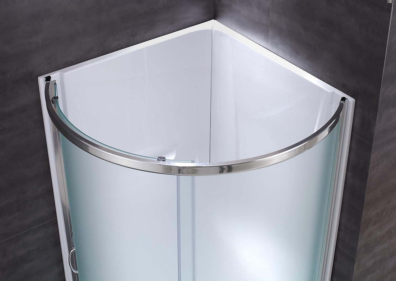 Ove Decors Breeze 36 in x 36 in x 77 in H Curved Corner Shower Kit with Clear Glass, Walls, Base and Chrome Hardware