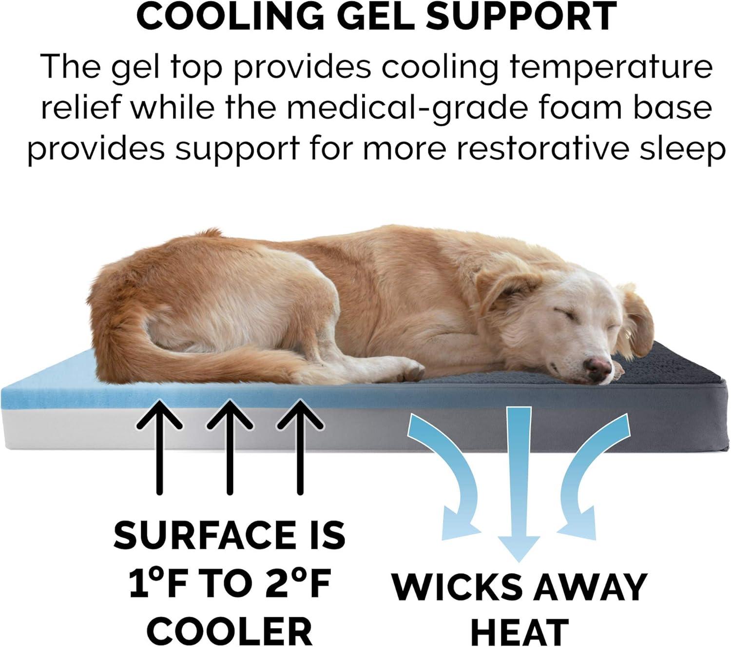 Large Gray Orthopedic Cooling Gel Memory Foam Dog Bed