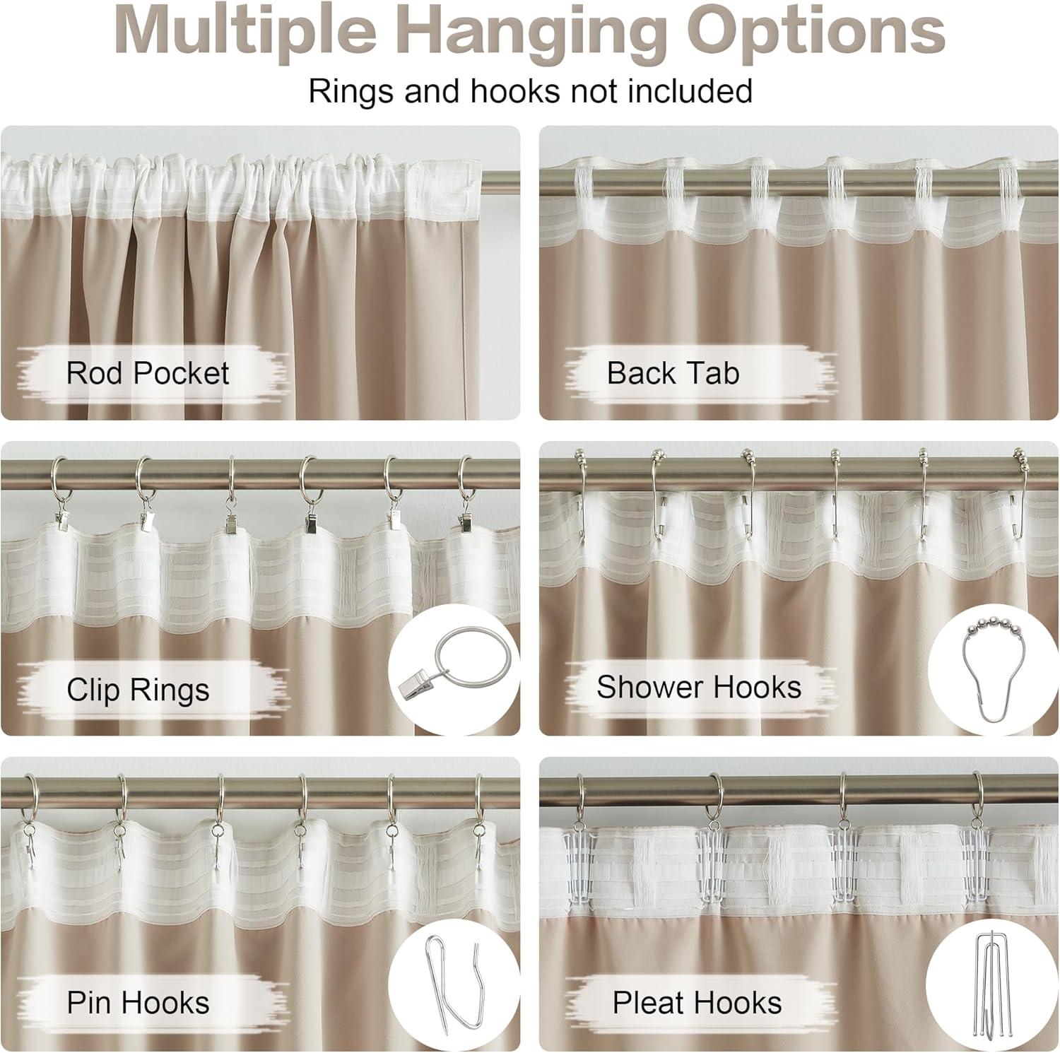 Hokku Designs Warm Taupe Curtain 96 Inches Long For Bedroom/Living Room Thermal Insulated Blackout Back Tab And Rod Pocket Dining Room Curtains Drapes 2 Panels - Taupe Tan,W52 X L96