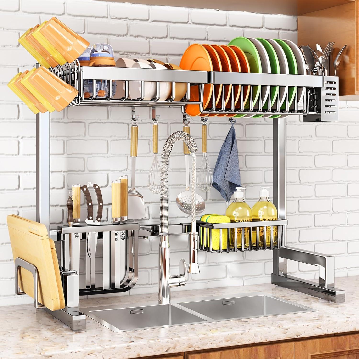 Adjustable Stainless Steel Over Sink Dish Drying Rack