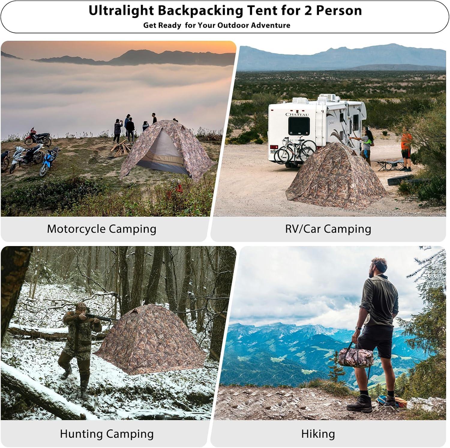 LIFETIME FLOORING LLC Ultralight 2 Person Backpacking Tent 4 Season Waterproof Camping Tent Double Layer Cold Weather Easy Set Up Tents For Family Camp, Hiking, Hunting Outdoor Mountaineering Travel