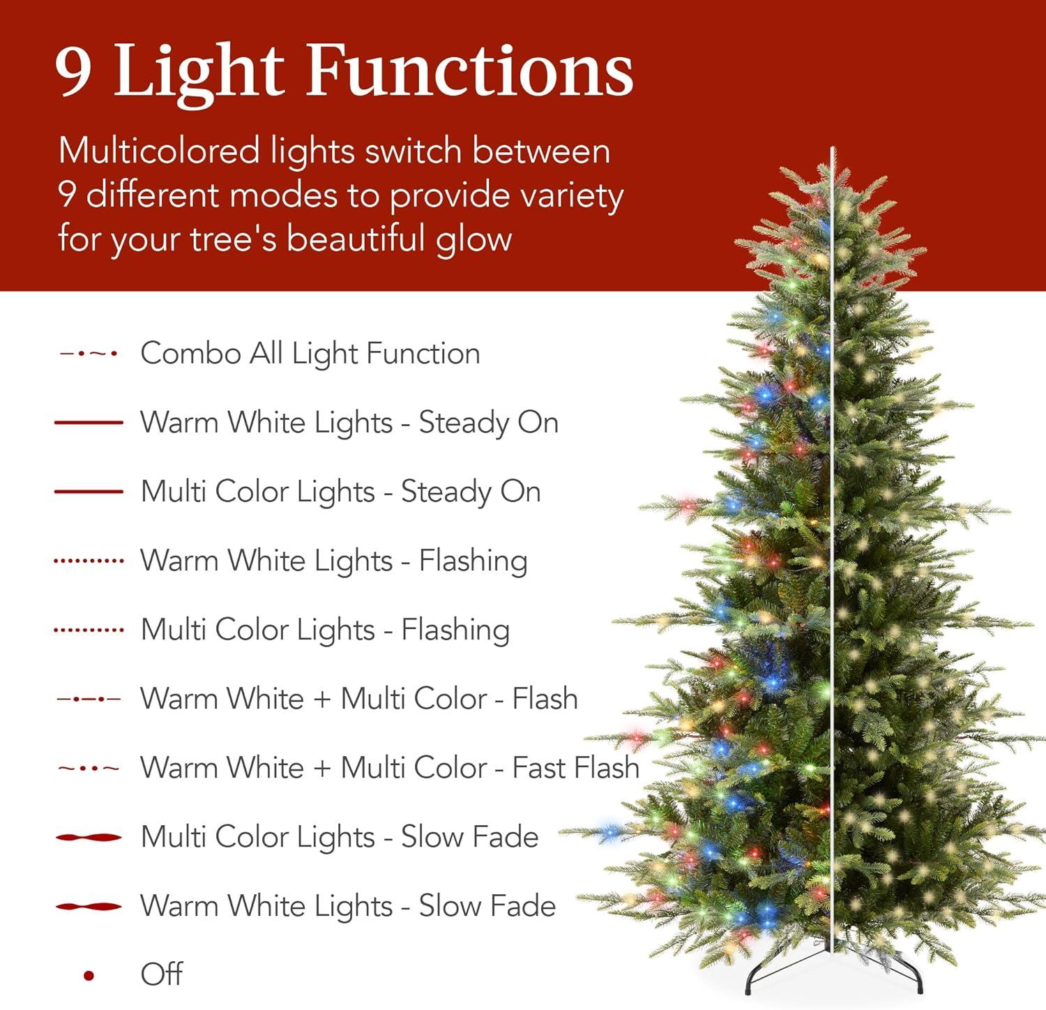 Best Choice Products Pre-Lit Artificial Aspen Noble Fir Christmas Tree w/ Branch Tips, LED Lights