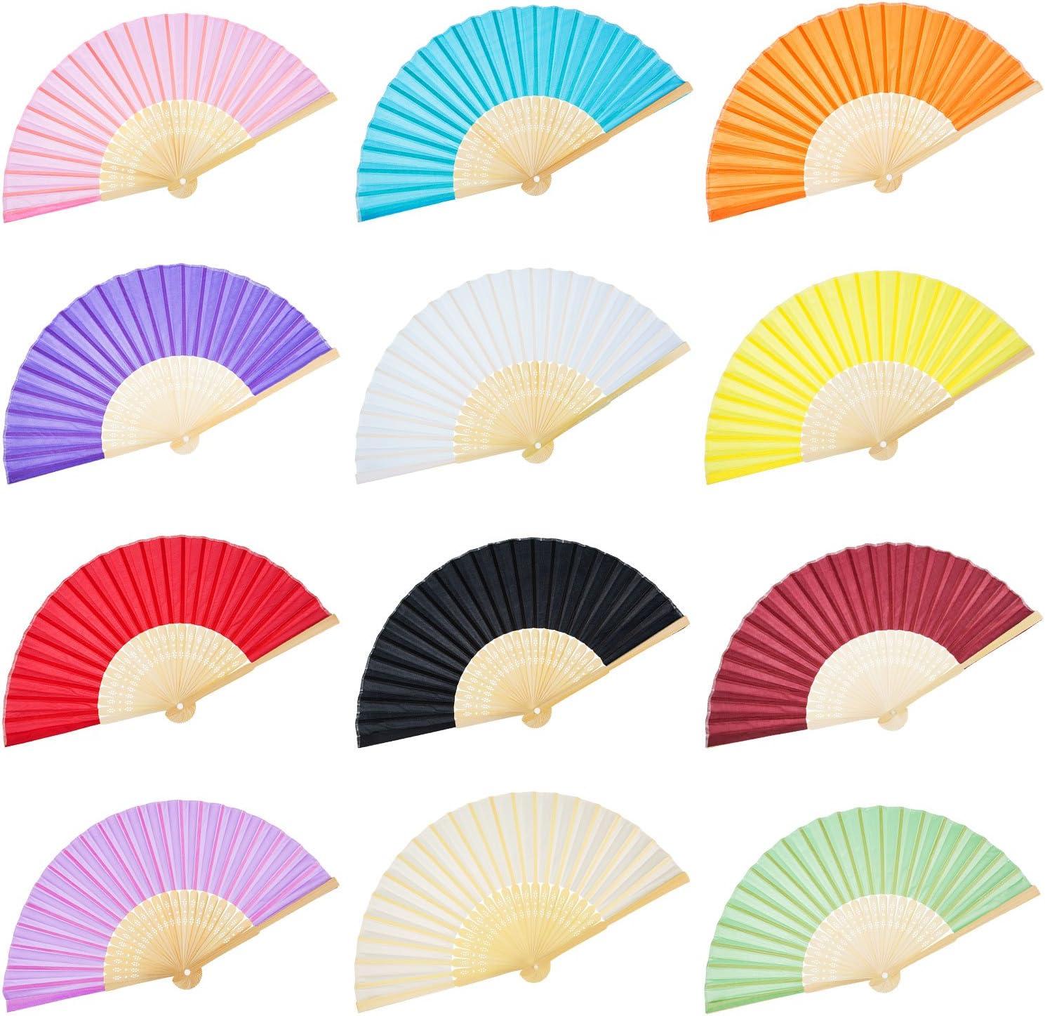Multicolor Silk Bamboo Foldable Handheld Fans Set