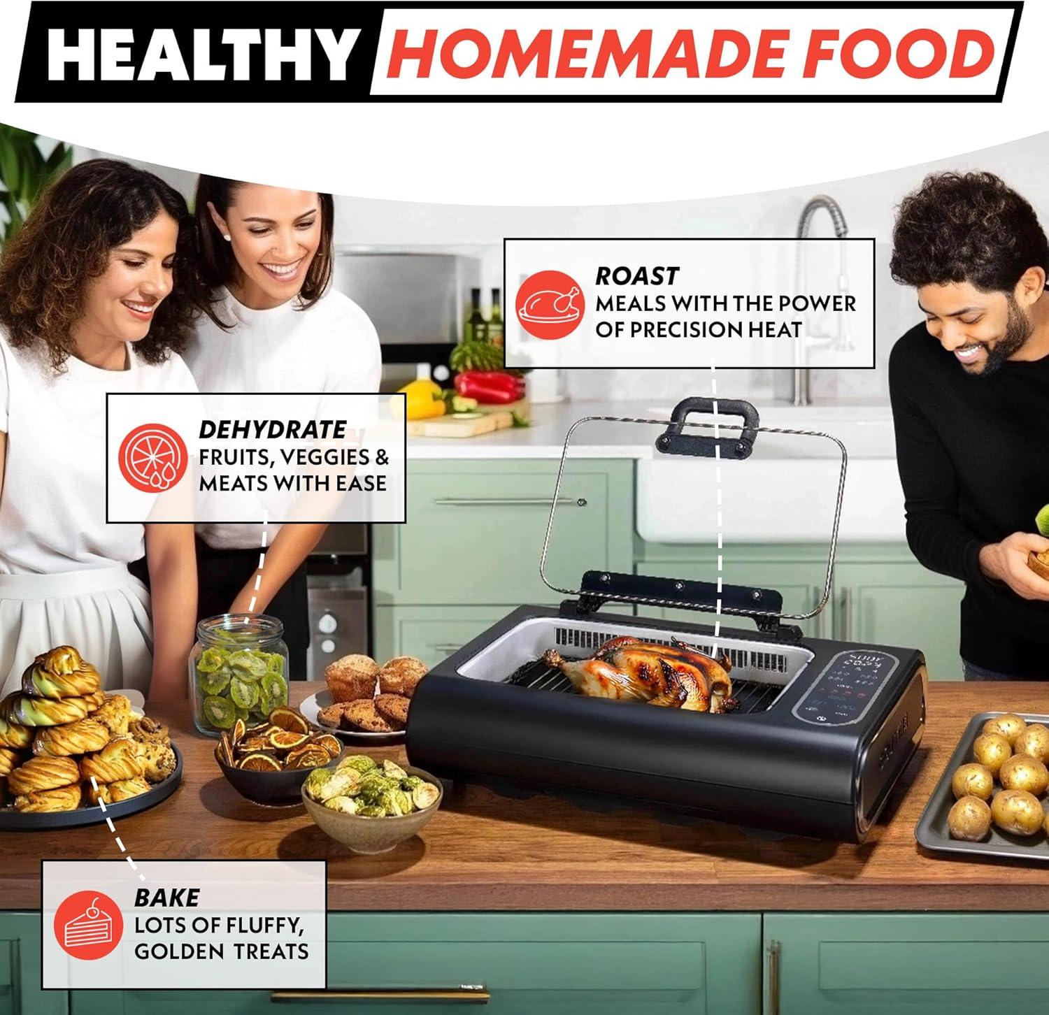 Gourmia Gourmia 6?Qt Smokeless Indoor Grill & Air Fryer FoodStation with Smoke Extracting Technology