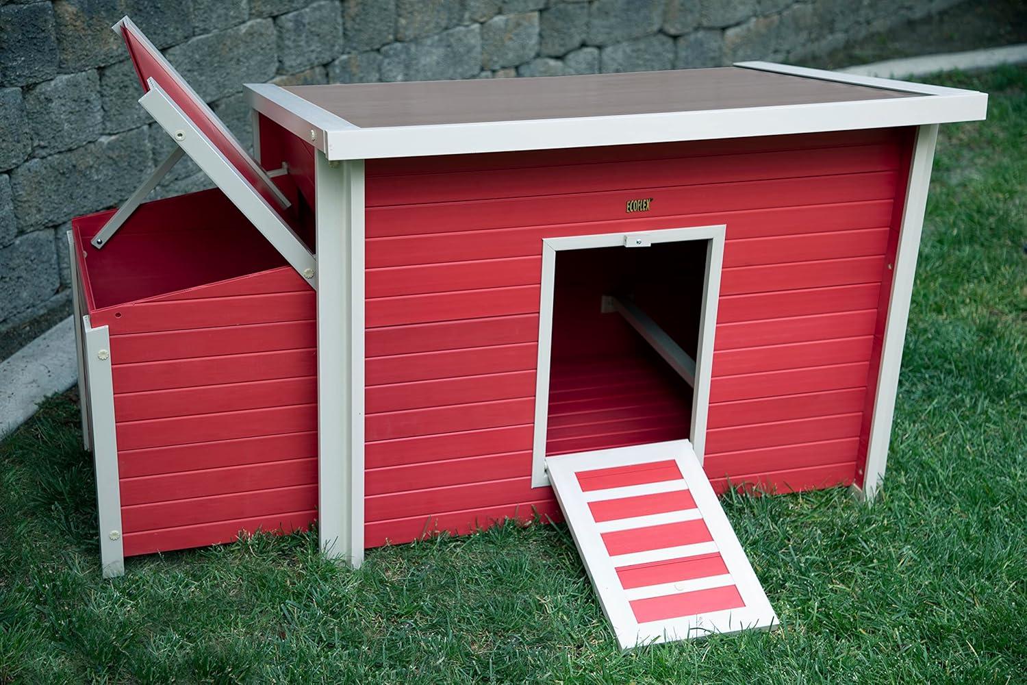 New Age Pet® ECOFLEX® Red Fontana Chicken Barn, Eco-Friendly and Non-Toxic Urban Coop for 2-3 Chickens, Easy Assembly, with Nesting Box and Roosting Bars, Moisture and Odor Resistant