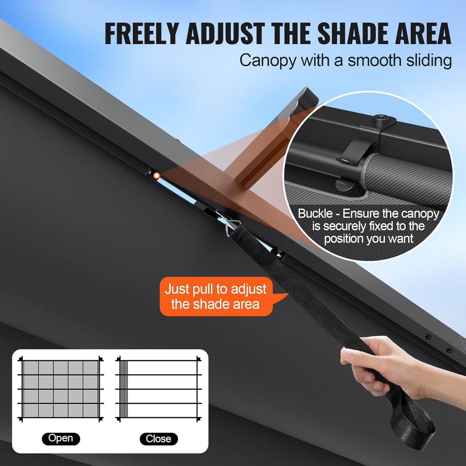 VEVOR 10'x10' Outdoor Retractable Pergola with Canopy, Aluminum Pergola with Retractable Canopy, Modern Style, Sun Shade for Patios, Gardens, Decks, Backyards (Gray)