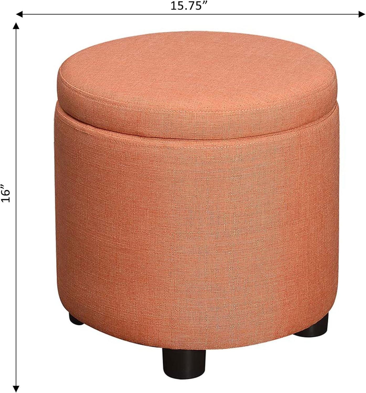 Designs4Comfort Round Accent Storage Ottoman with Reversible Tray Lid, Coral Fabric