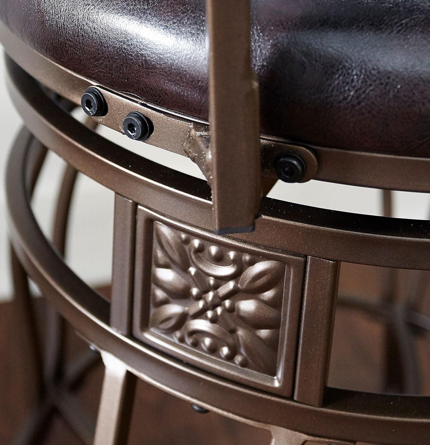 Bronze & Brown Faux Leather High-Back Swivel Counter Stool