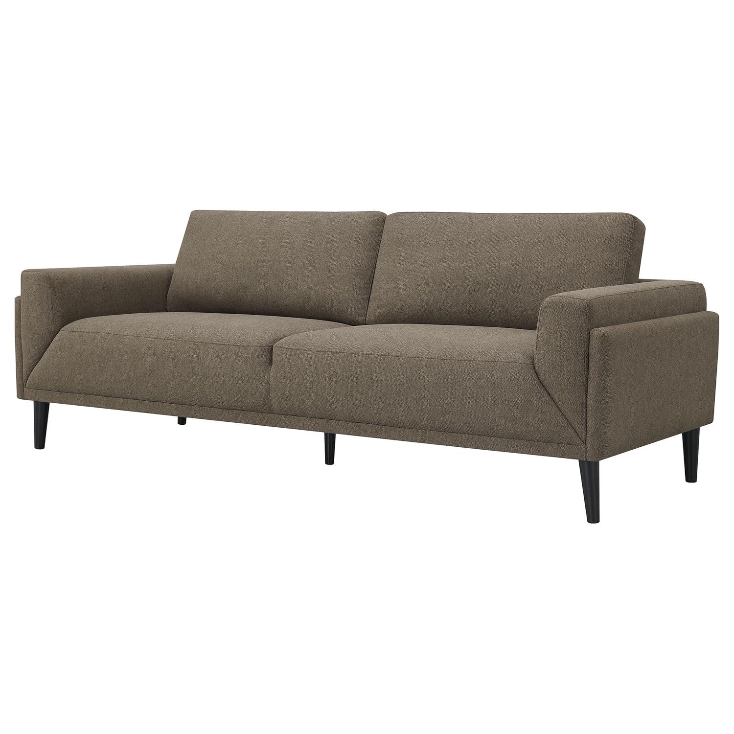 Coaster Rilynn Upholstered Fabric Sofa with Track Arms in Brown