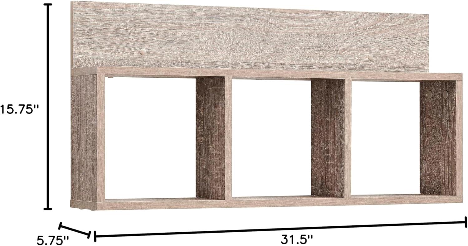 31.5" x 15.7" Rustic Floating Triple Cubby Shelf - Danya B.