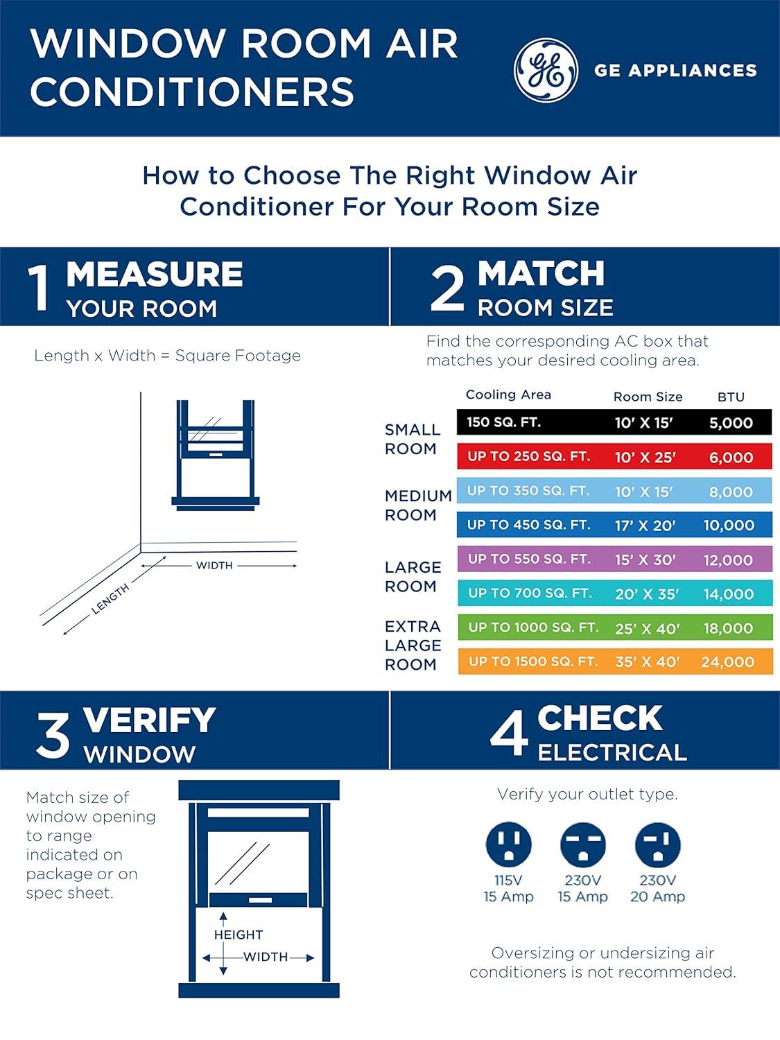 GE 5,000 BTU Mechanical Window Air Conditioner, Cools up to 150 sq. Ft, Easy Install Kit Included, White