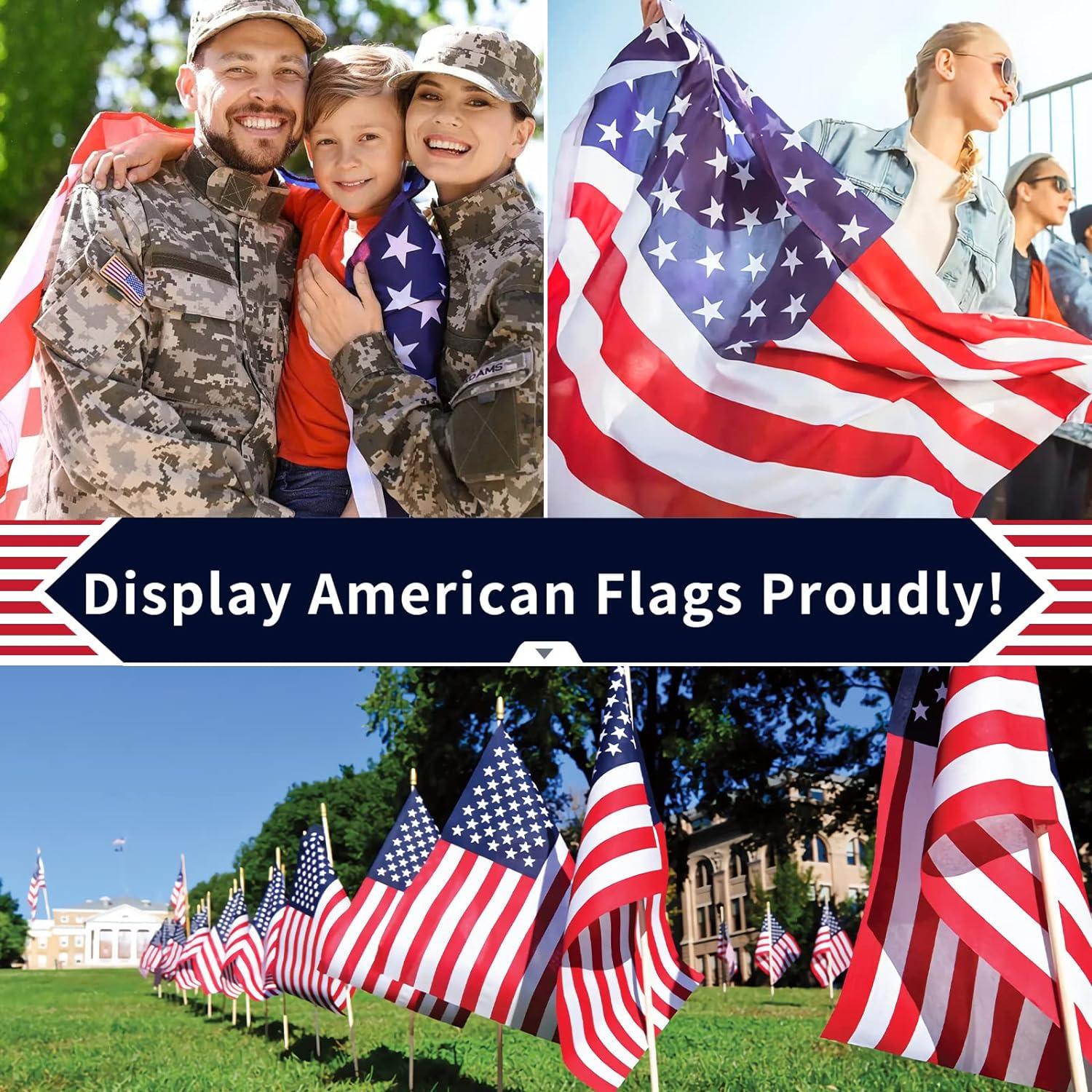 American US Flag 3x5, 2 Pack Vibrant Color & Fade Resistant US Flags for Outside 3x5 ft Flags Double Stitched Long Lasting Polyester with Durable Brass Grommets USA Flag