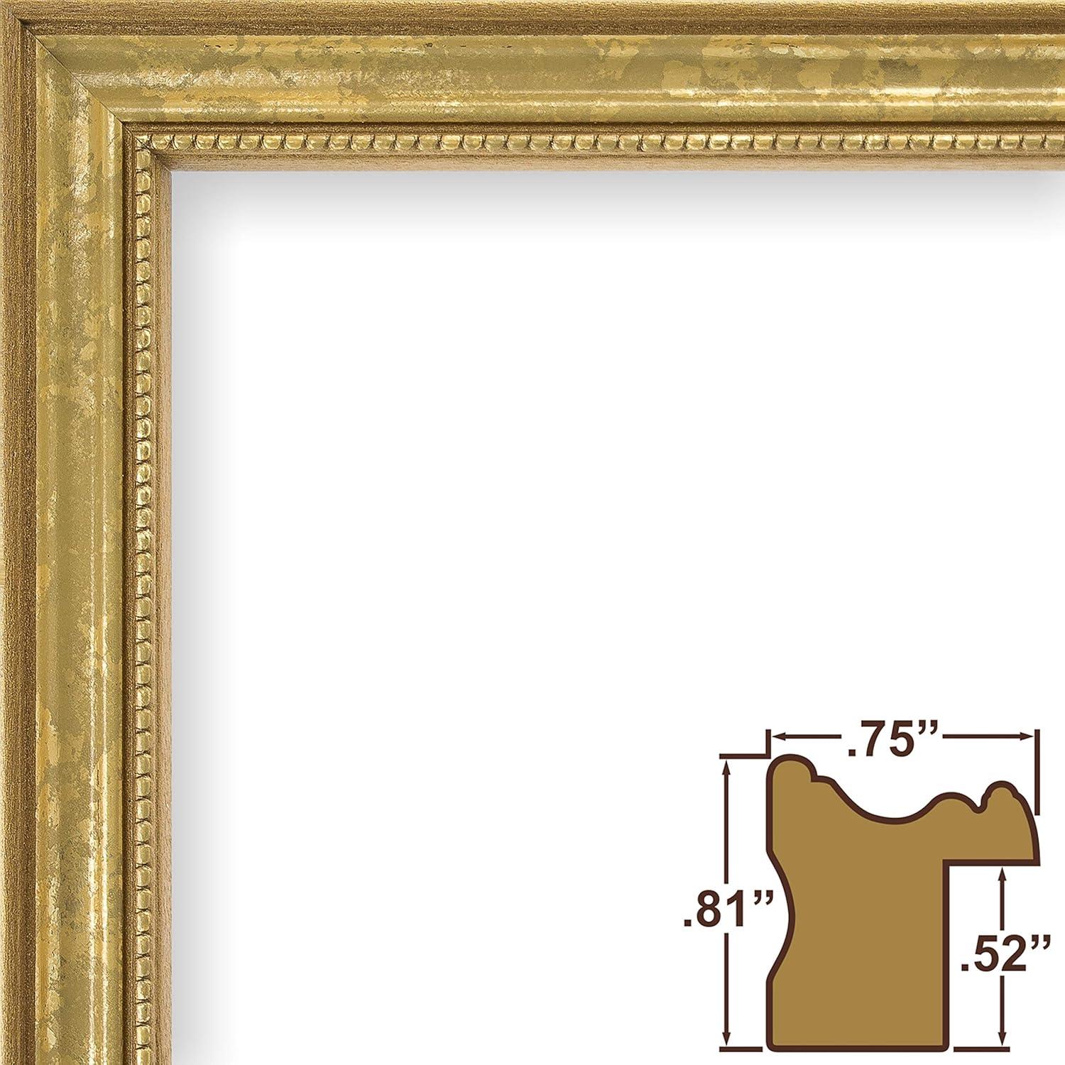 Craig Frames Stratton 4x6 inch Aged Gold Picture Frame, Set of 4