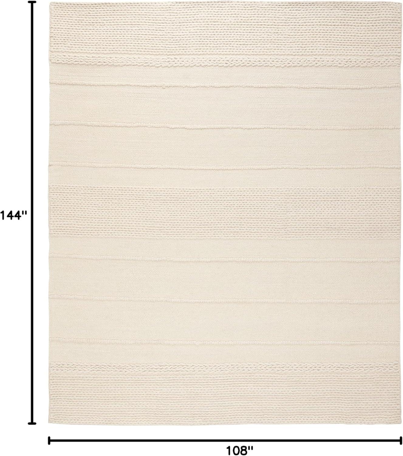 SAFAVIEH Natura Avery Solid Striped Braided Wool Area Rug, Natural, 9' x 12'