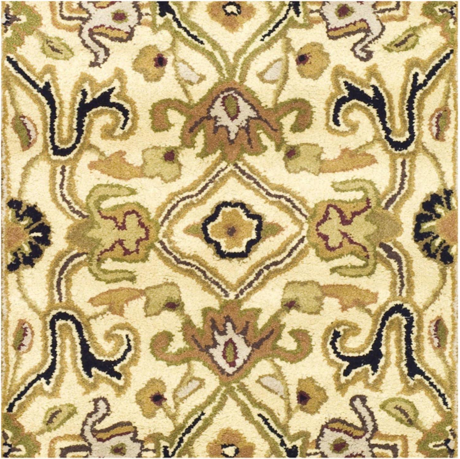 SAFAVIEH Heritage Oslo Traditional Wool Area Rug, Ivory/Black, 5' x 8'