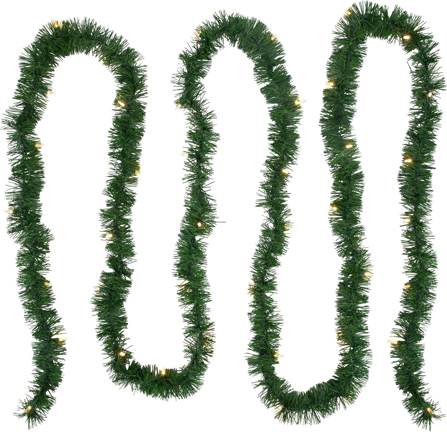 Northlight 18' x 3" Pre-Lit Pine Artificial Christmas Garland, Warm White LED Lights