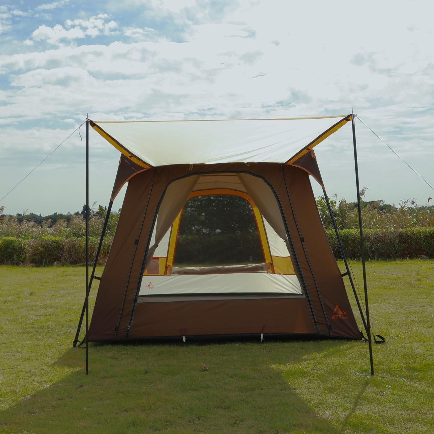 Large Gray and Orange Waterproof 6-Person Cabin Tent