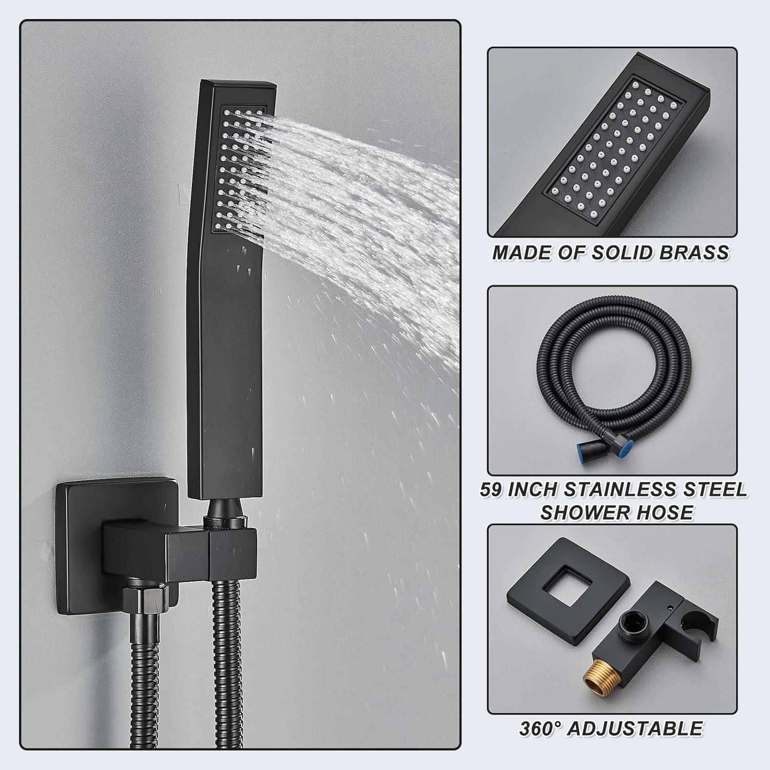 Matte Black 8-Inch Rainfall Shower System with Handheld Spray