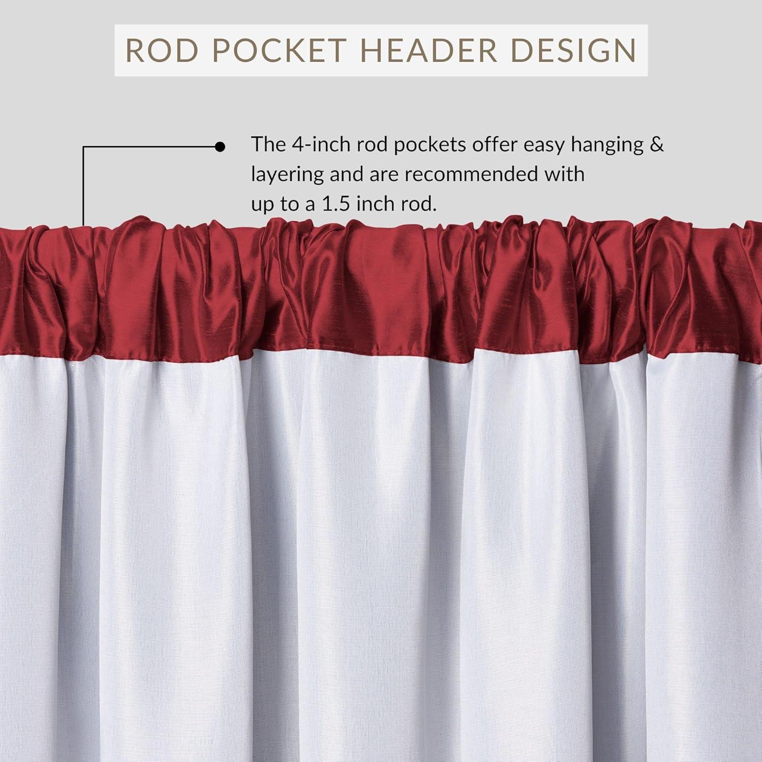 Versailles Faux Silk Room Darkening Single Window Curtain Panel - 52" x 108" - Rouge Red - Elrene Home Fashions