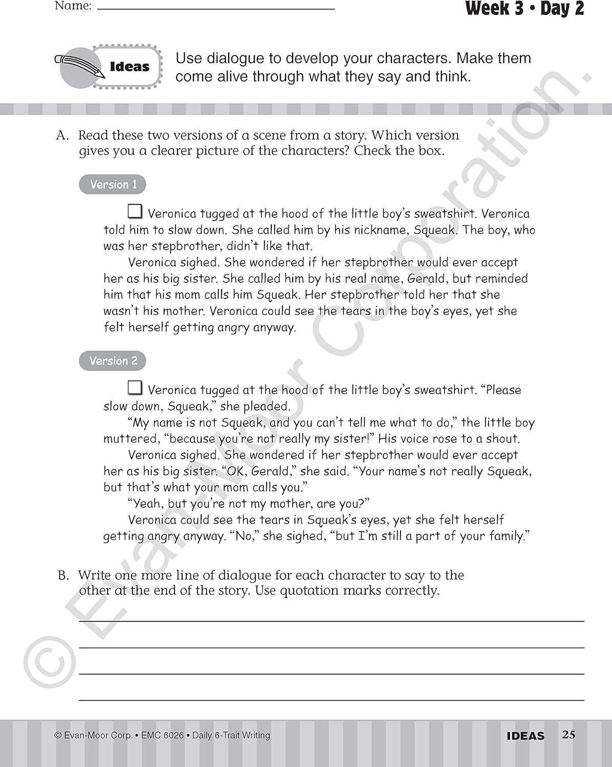 Evan-Moor Daily 6 Trait Writing Grade 6 Book