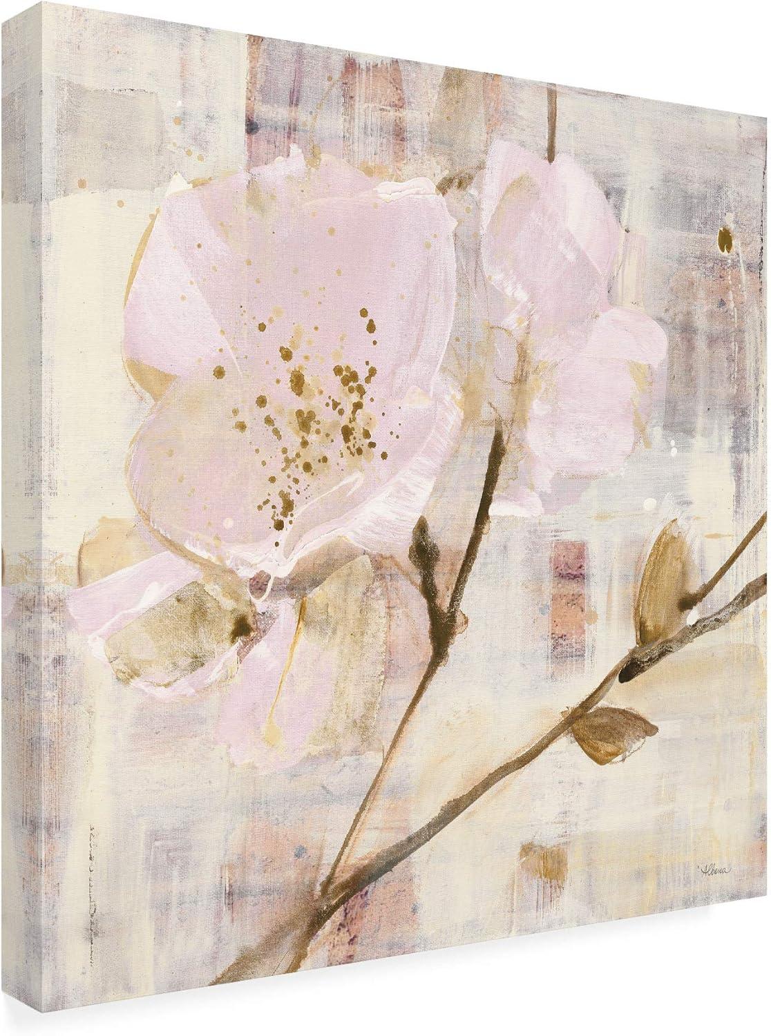 Large Pink and Gold Floral Canvas Art