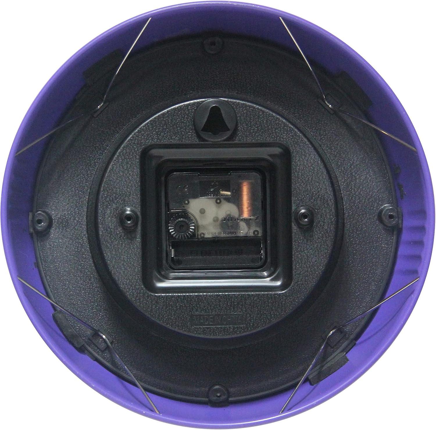 9.5" Retro Round Wall Clock Purple - Infinity Instruments: Indoor Decorative Timepiece for Kitchen