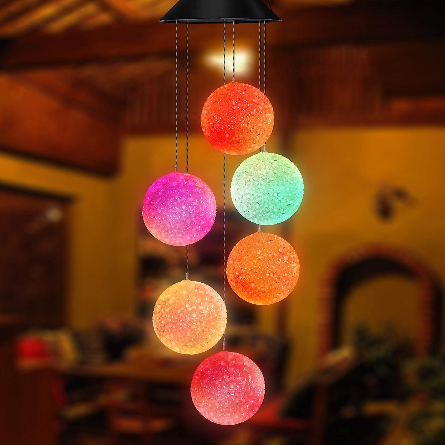 Color Changing Solar Powered Crystal Ball Wind Chime