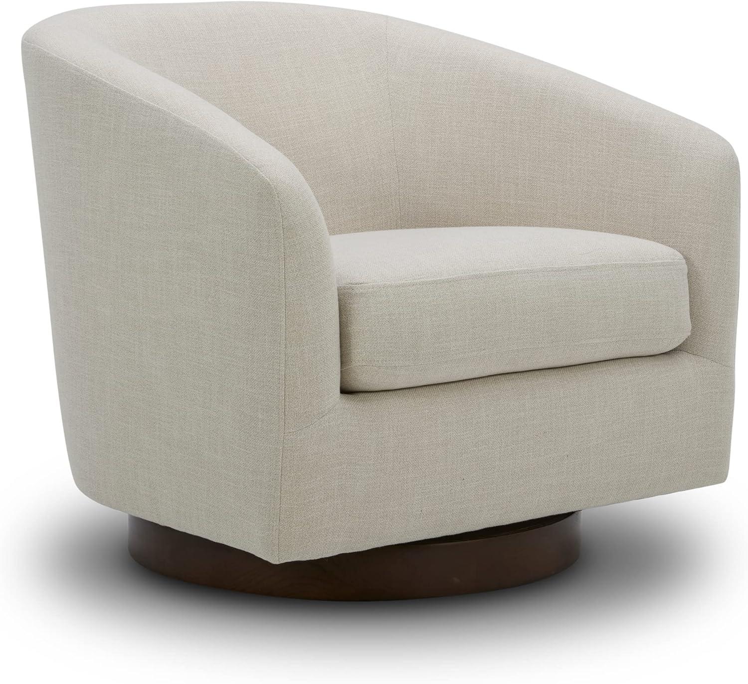 CHITA Swivel Accent Chair Fabric, Round Barrel Arm Chair Living Room, Flax Beige