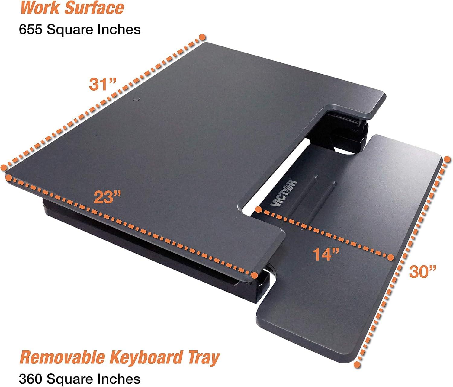 Gray Adjustable Height Standing Desk Converter with Keyboard Tray