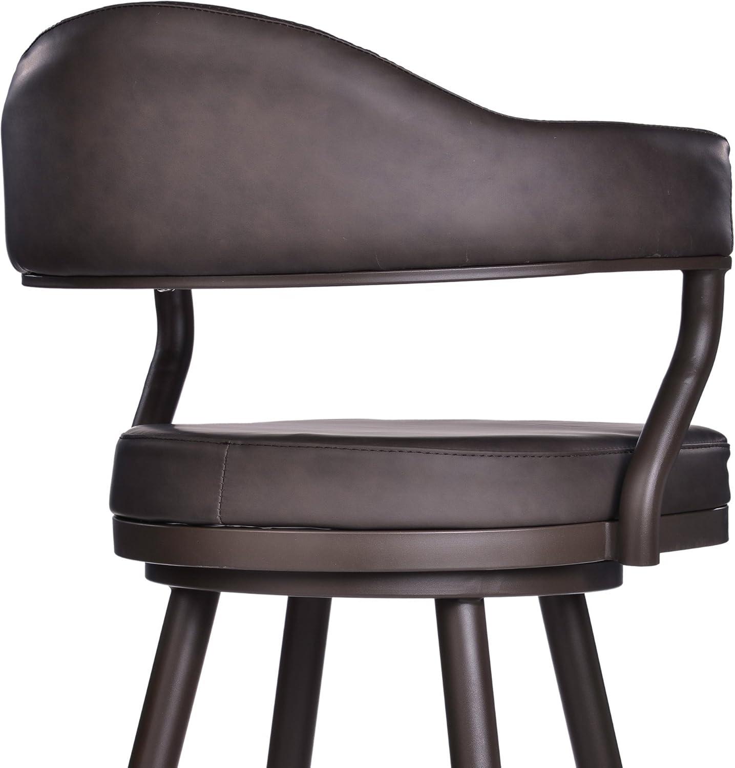 Armen Living Justin Modern 30" Faux Leather Bar Stool in Brown