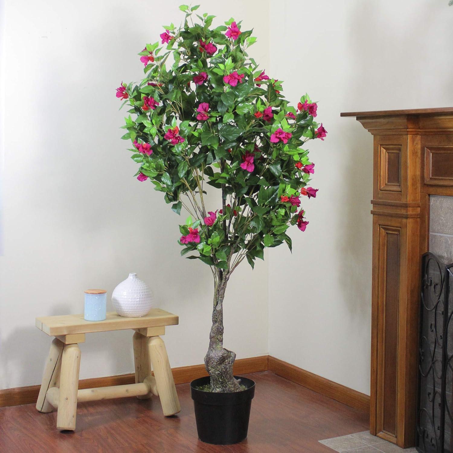 74.5" Pink and Red Potted Artificial Bougainvillea Tree