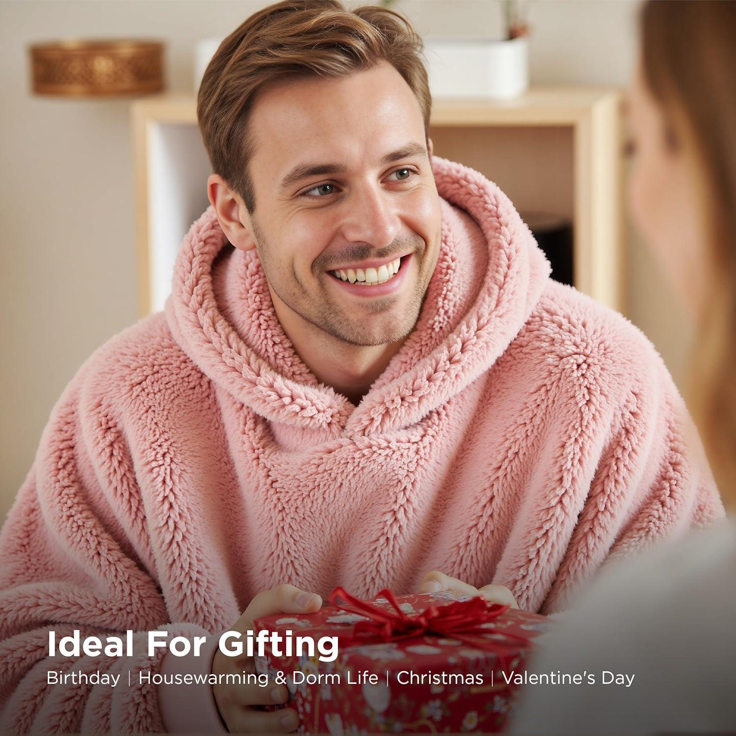 Bedsure Bedsure Wearable Blanket Hoodie Gifts For Women - Cozy Sherpa Hoodie Blanket For Adult Men, Warm Hooded Blanket Sweatshirt