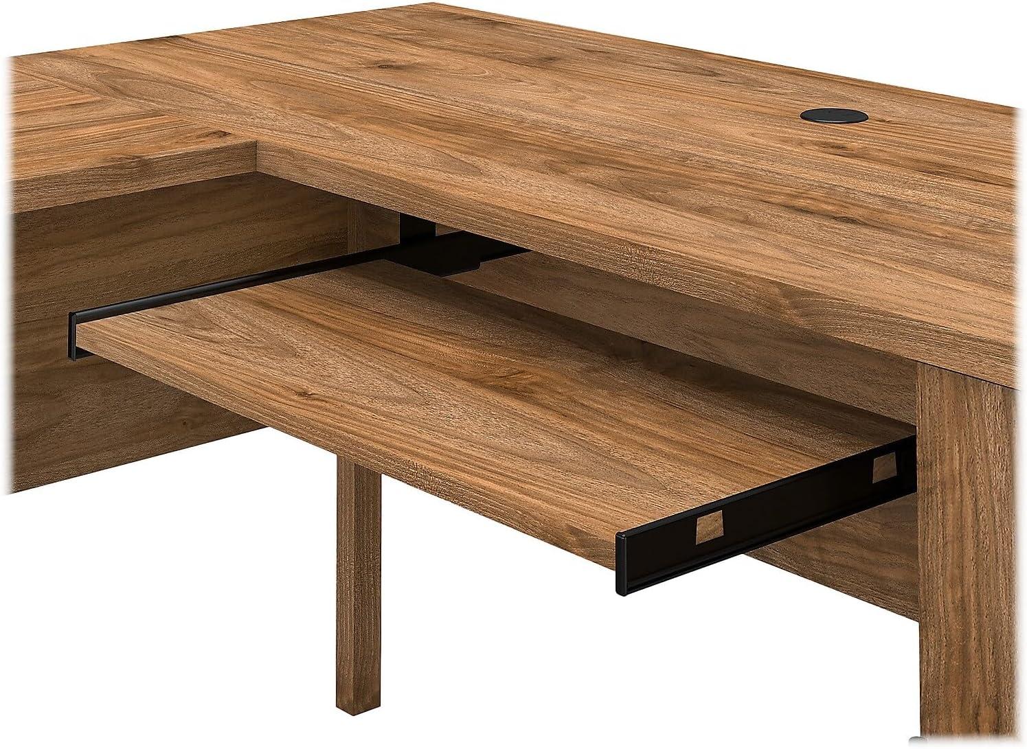 Bush Furniture Somerset 60" L Desk and Hutch with Storage, Fresh Walnut