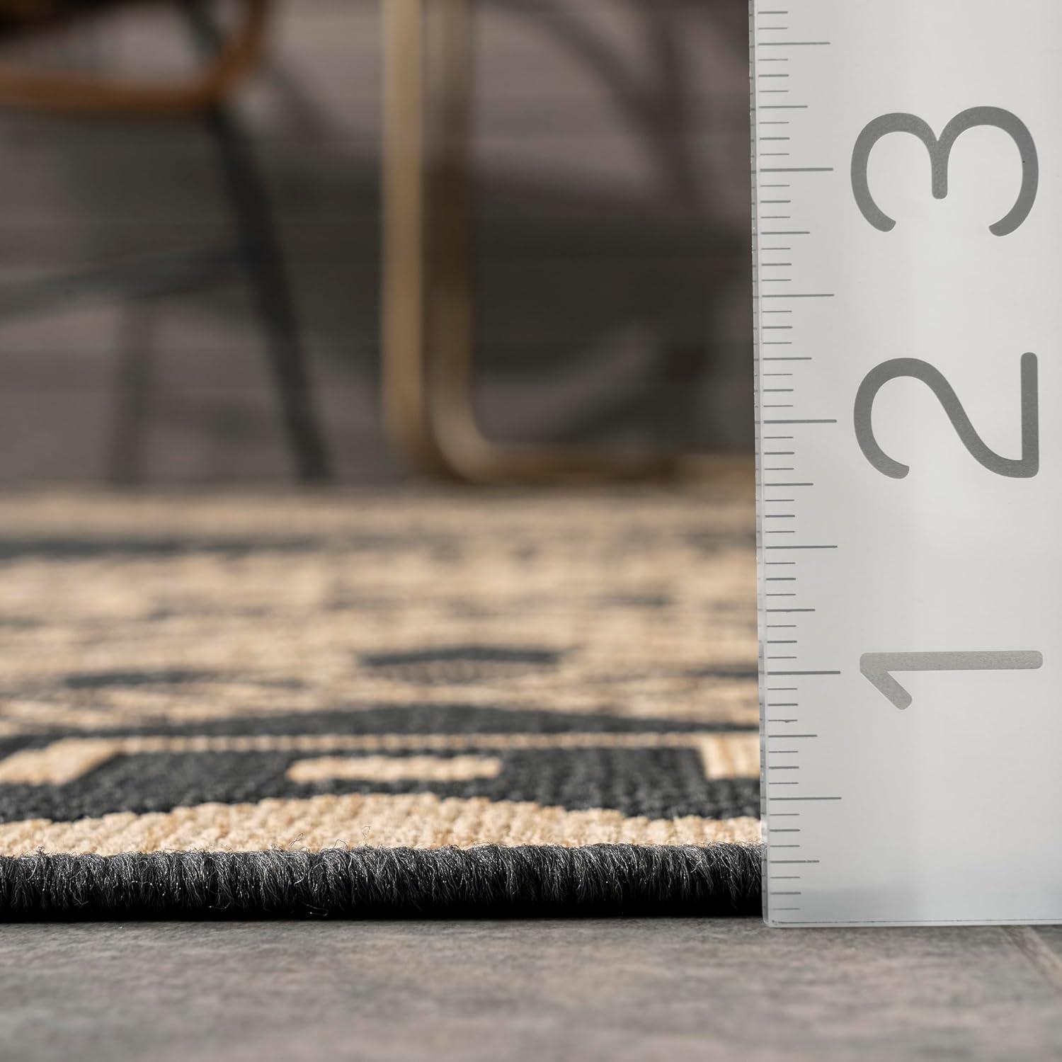 Nuloom Landry Geometric 2x8 Indoor/Outdoor Runner Rug for Living Room Patio Deck Front Porch Entryway Hallway Kitchen, Charcoal/Ivory