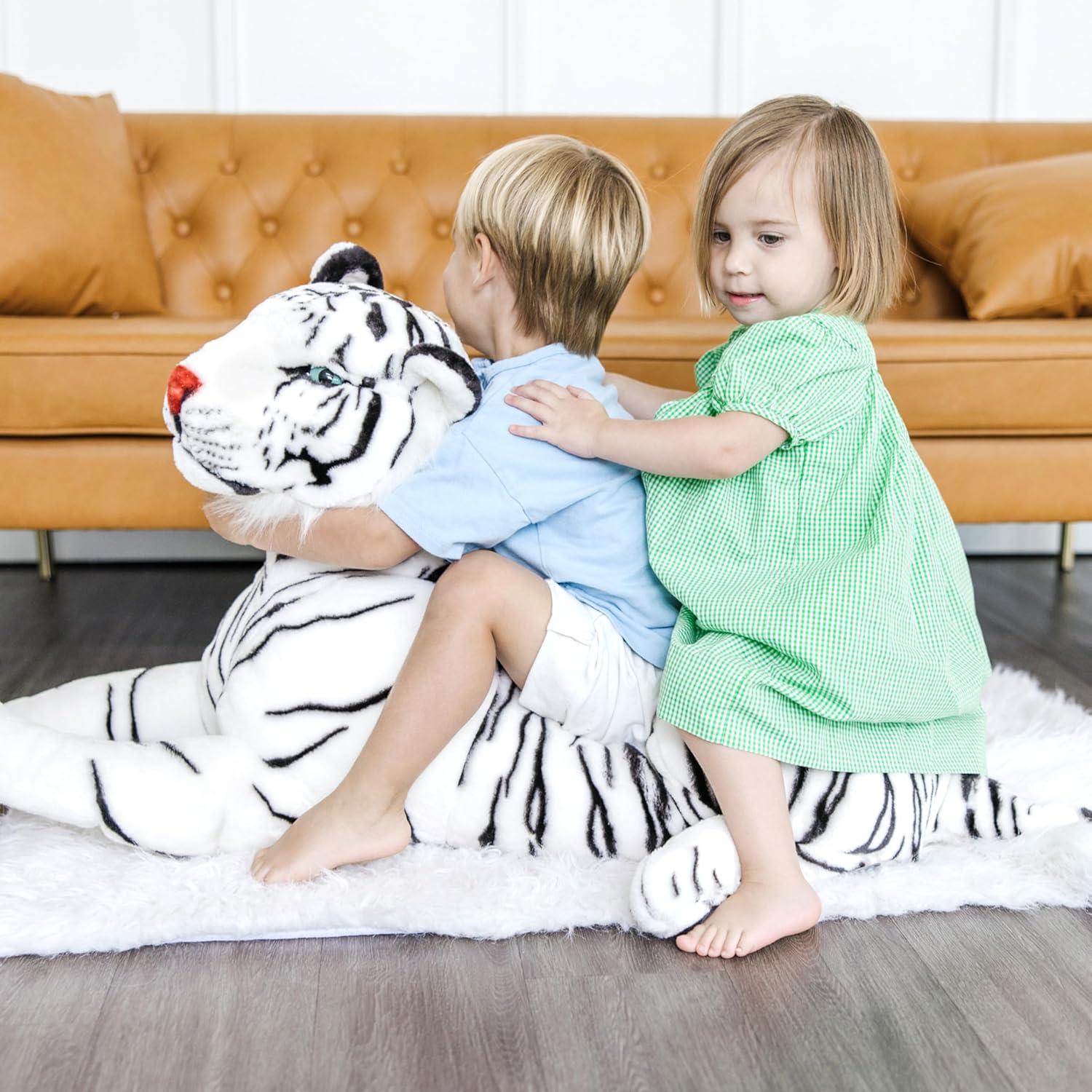Melissa & Doug Giant Siberian White Tiger - Lifelike Stuffed Animal (over 5 feet long)