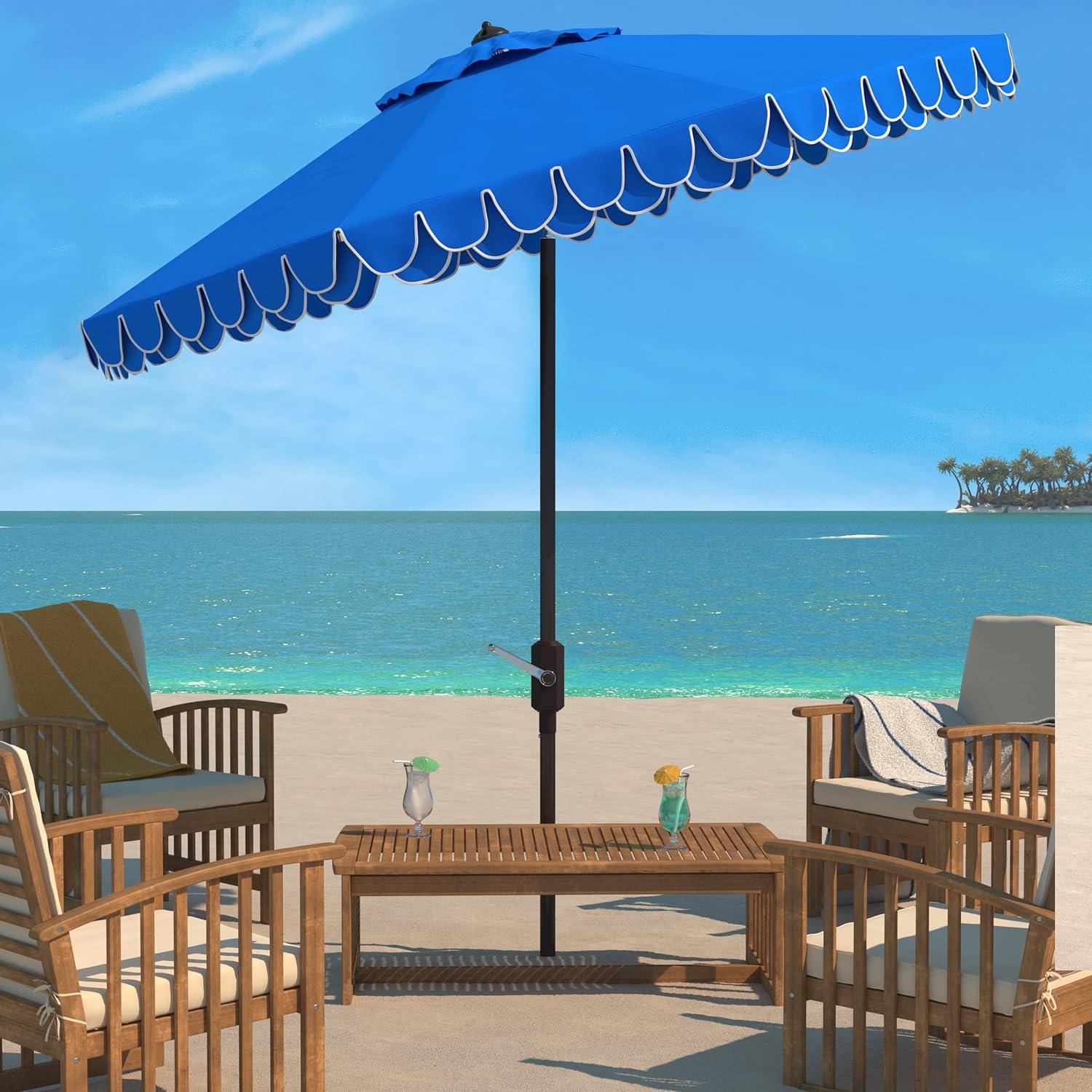 UV Resistant Elegant Valance 9Ft Auto Tilt Umbrella - PAT8006 - Pacific - Safavieh