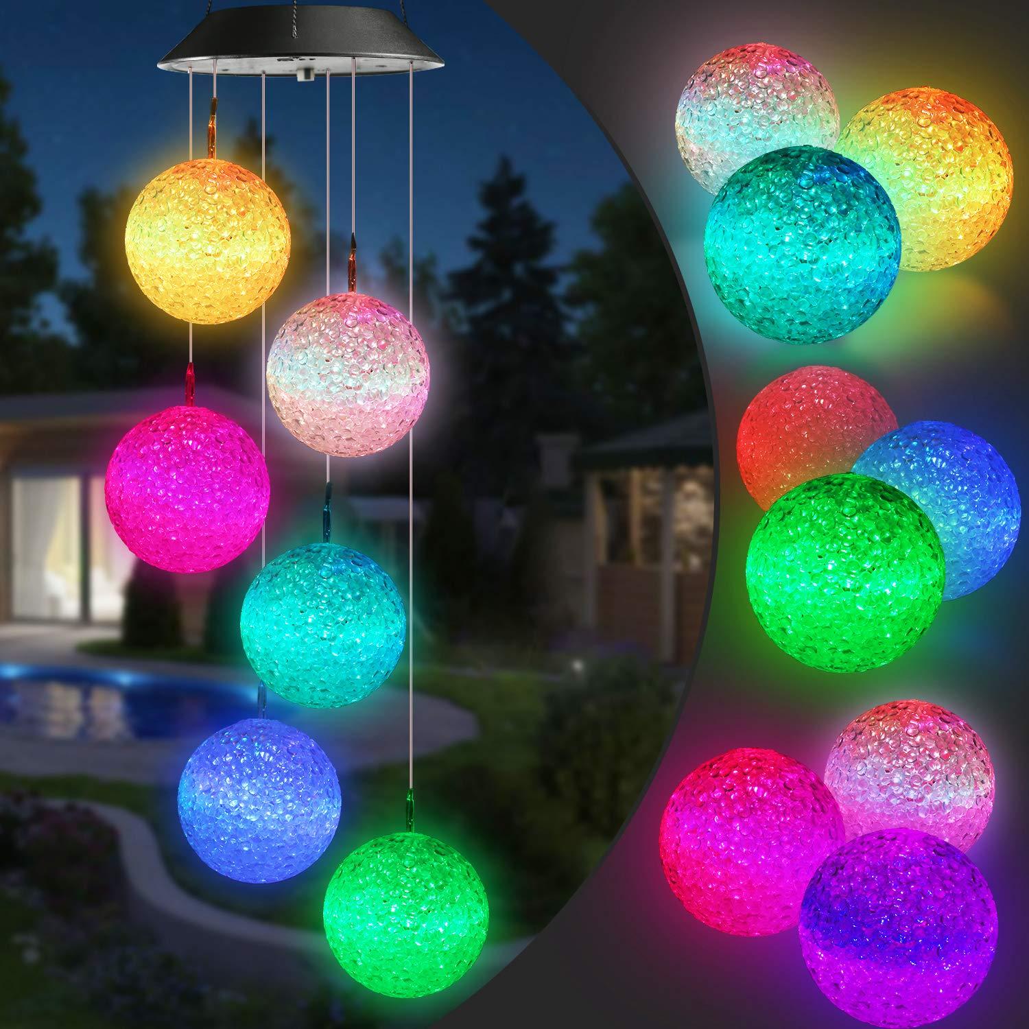 Toodour Solar String Lights, Color Changing Solar Ball Wind Chimes, LED Decorative Mobile, Waterproof Outdoor String Lights for Patio, Balcony, Bedroom, Party, Yard, Window, Garden, Easter Decorations
