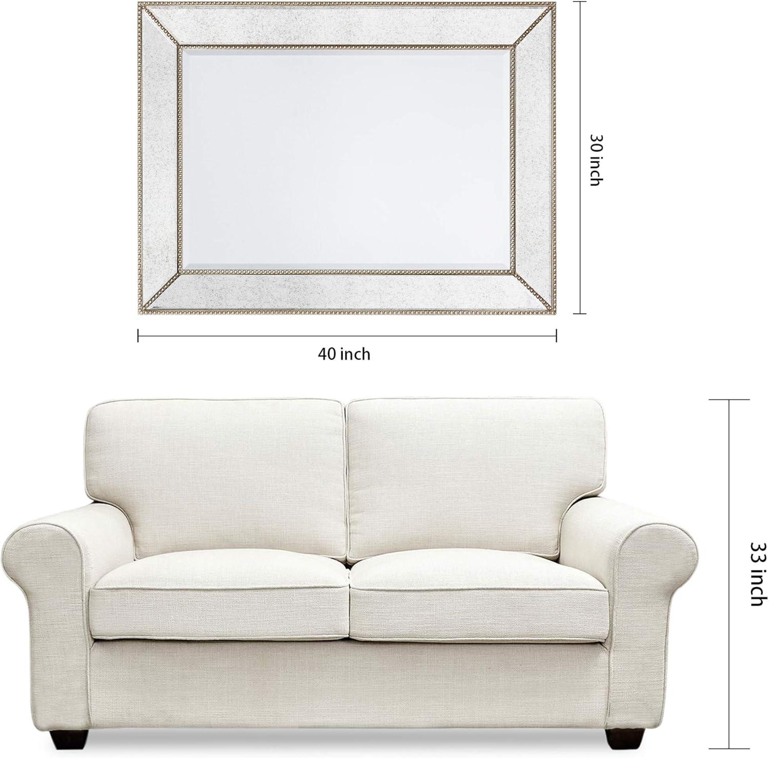 Champagne Beed Beveled Rectangle Wall Mirror