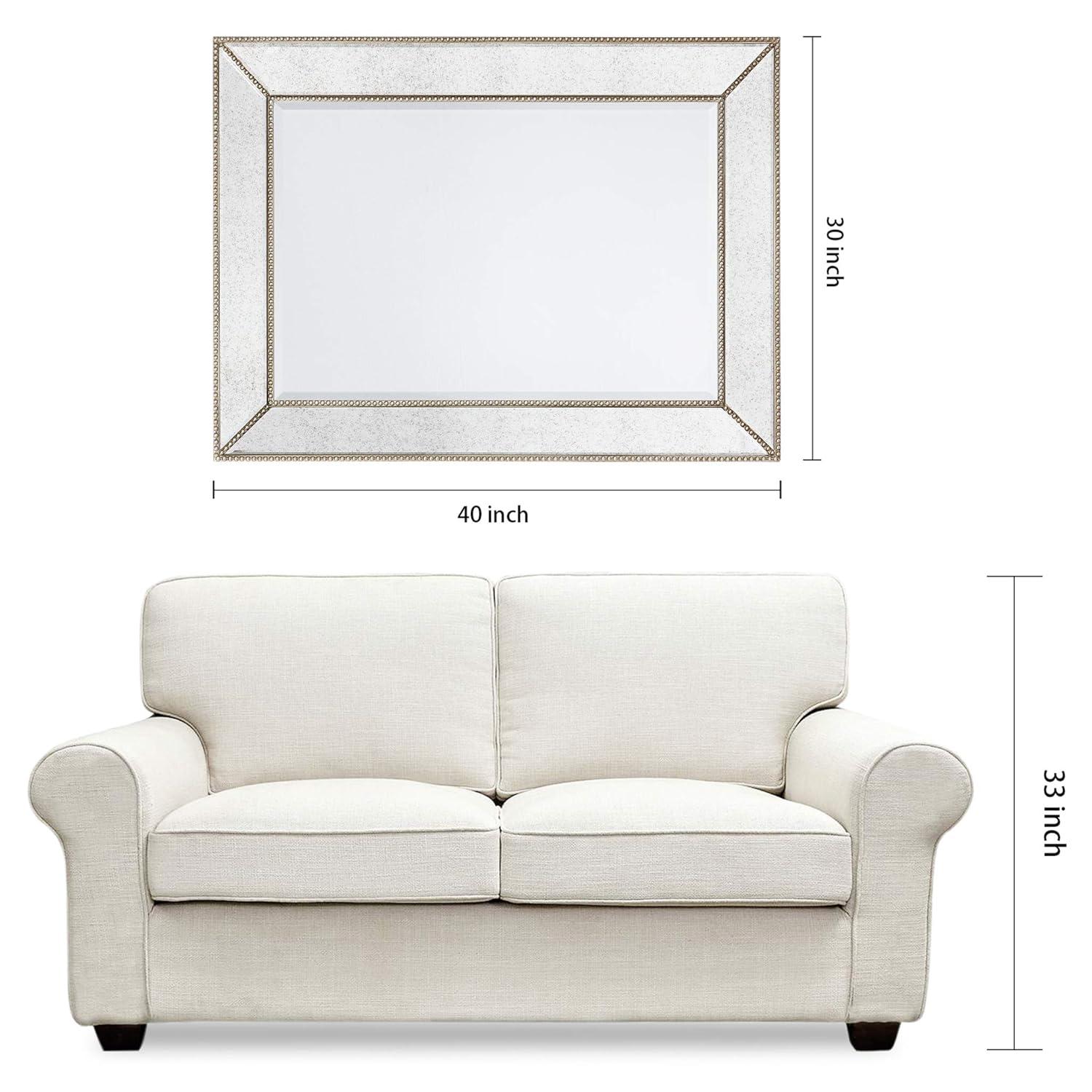 Empire Art Direct  Champagne Beed Beveled Rectangle Wall Mirror