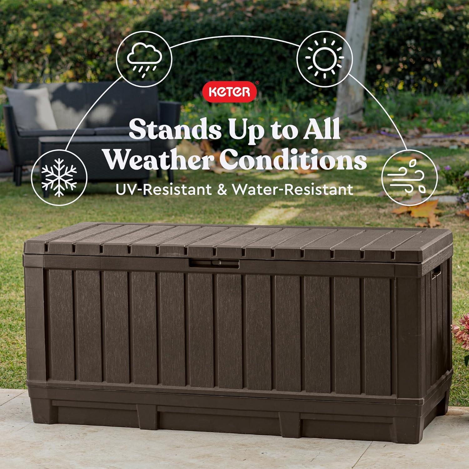 Brown Resin 50 Gallon Lockable Deck Storage Box