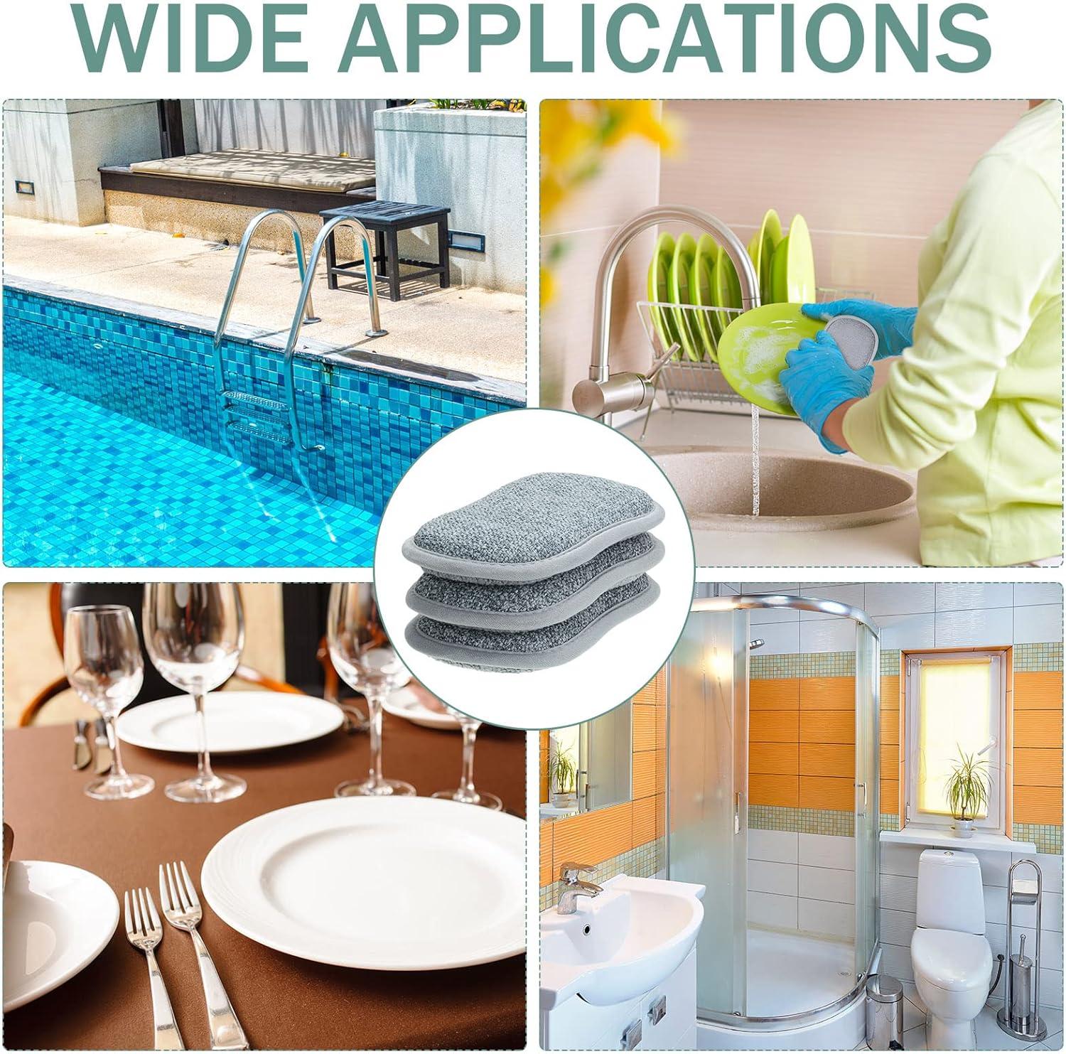 24 Pack Multi Purpose Scrub Sponges Non Scratch Microfiber Sponge Cleaning Dish Scrubber Reusable Dish Sponges for Washing Dishes Along with Heavy Duty Scouring Power (Blue)